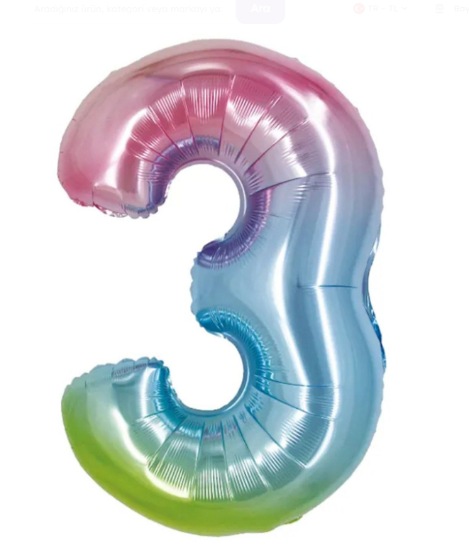 Folyo Balon Renkli 3 40 İnç 100 Cm